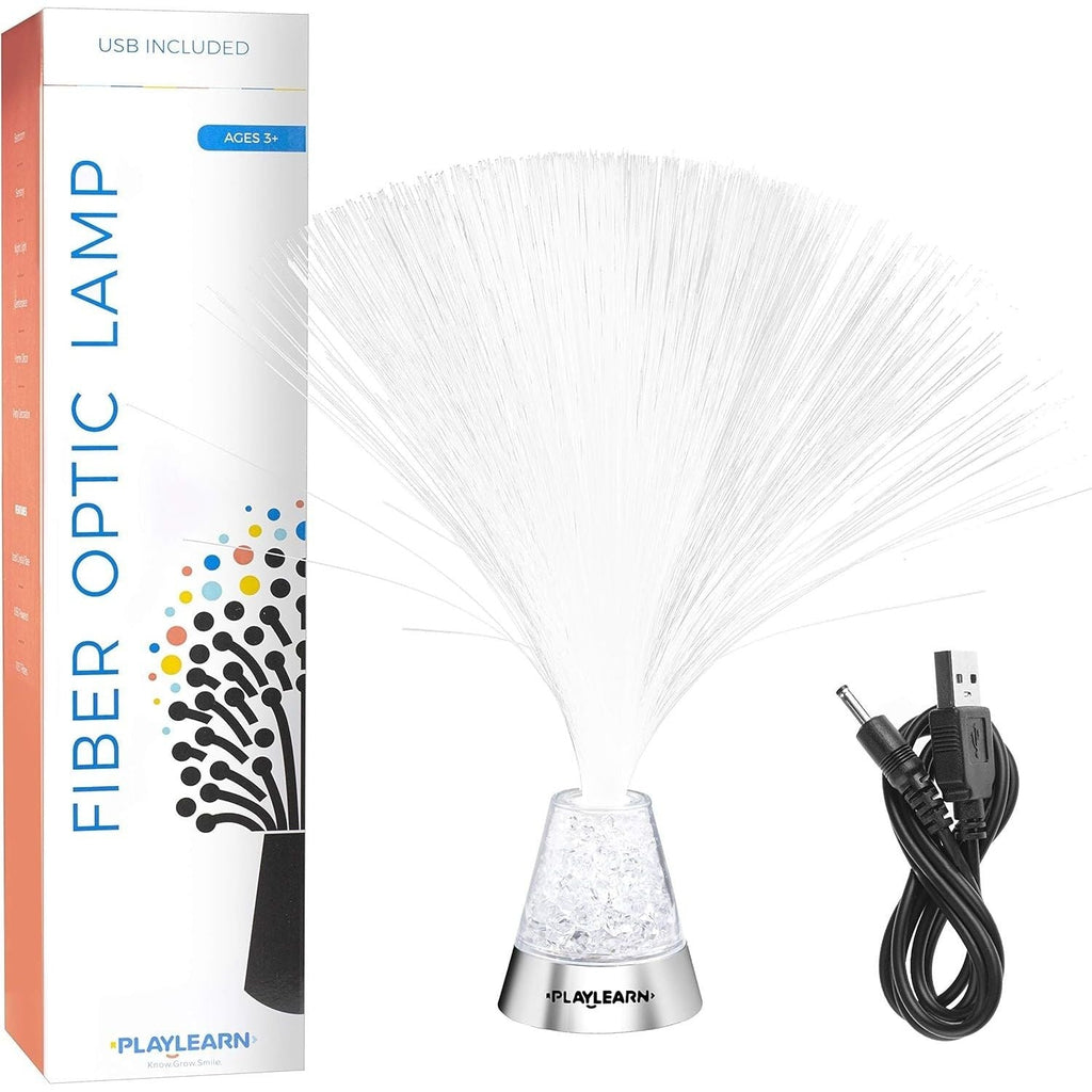 Buy now Playlearn 13” LED Fiber Optic Lamp - USB/Battery Powered – Color Changing Crystal Base – Fiber Optic Light Sensory Lamp at indiglob india