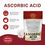 Spicy World Ascorbic Acid 1 LB Bulk Bag - Pure Vitamin C Powder - 100% Pure, Food Grade, Can be Used for Canning, Fruit, Pools - USP Grade