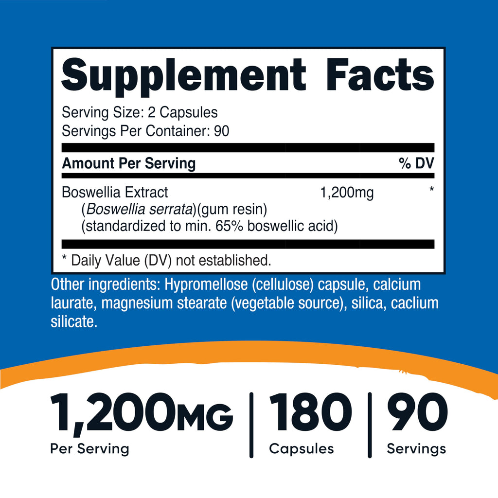 Nutricost Boswellia Extract 180 Capsules for 90 Servings Per Bottle, Vegan