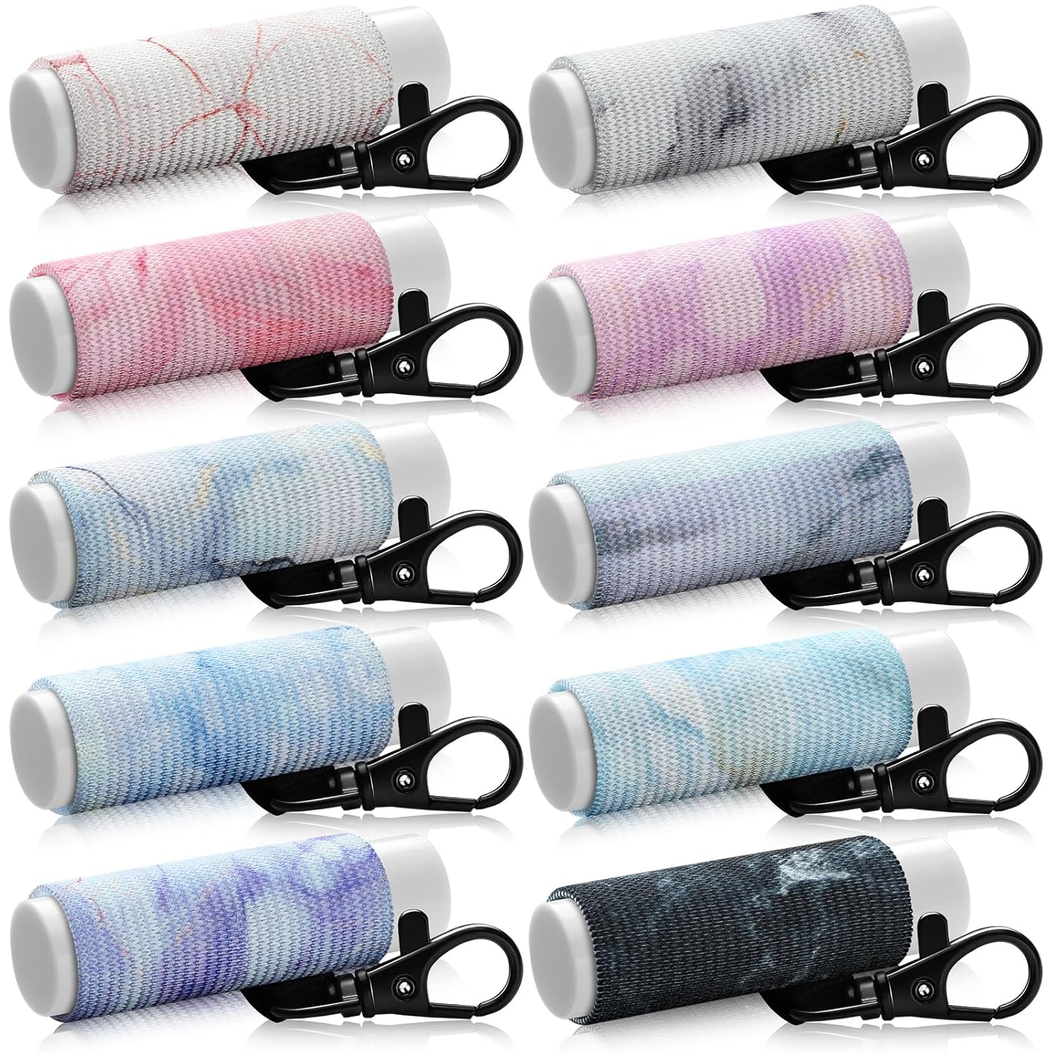 Buy now Sureio 10 Pack Lip Balm Holder Keychain Compact Clip On lipstick Lip Gloss Holder Keychain Elastic lipstick Sleeve Clip (Floral Style) Marble Style at indiglob india