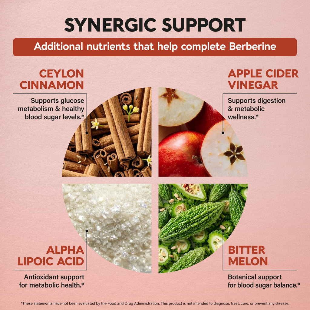 Berberine with Ceylon Cinnamon, Bitter Melon, Hawthorn & Turmeric - 60 Caps | 15in1 Supplement with ACV, Citrus Bergamot - Heart, Metabolism & Energy Support - for Men & Women - Vegan, 60-Day Supply