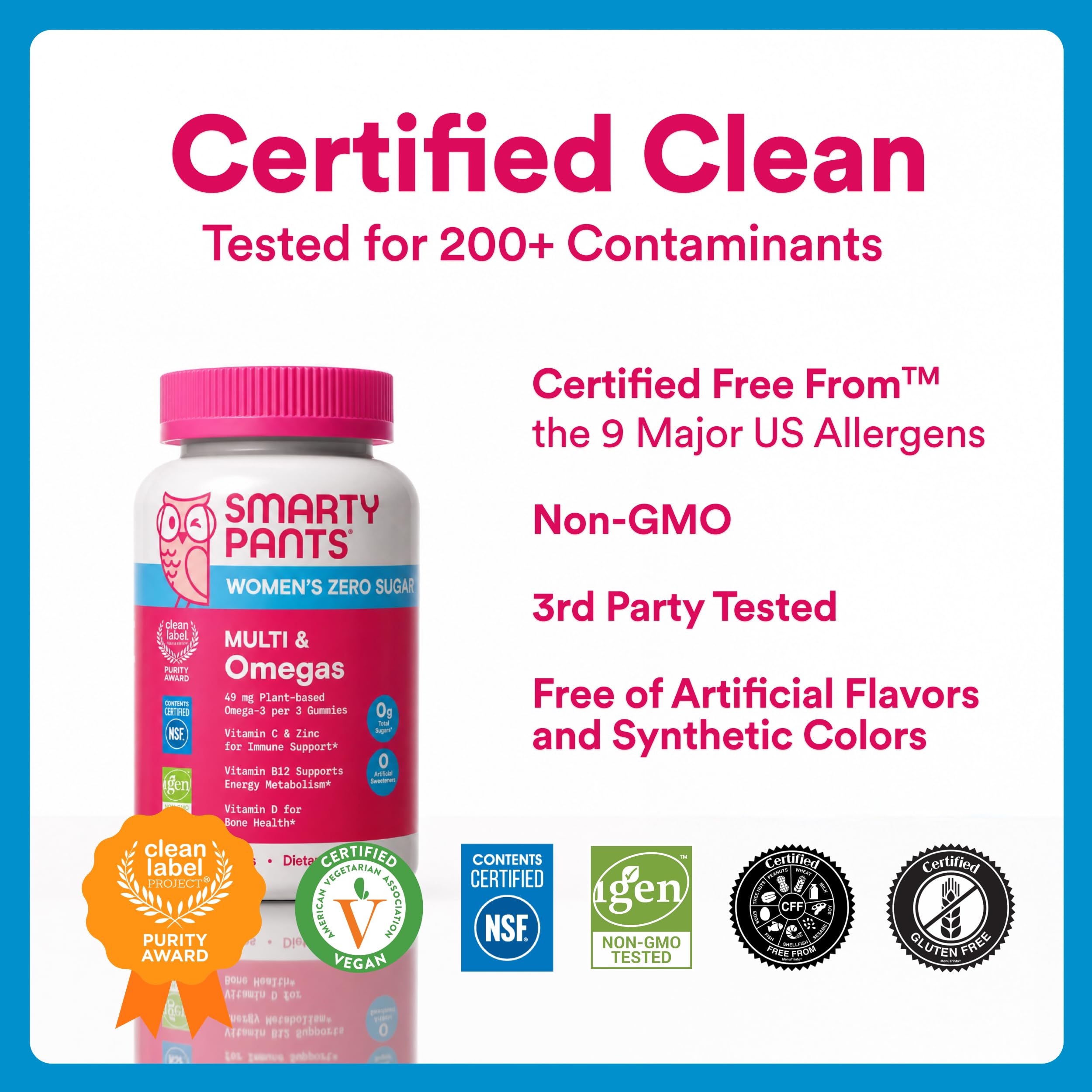 SmartyPants Women’s Zero Sugar Multi & Omegas Multivitamin Gummies with Biotin, Methylfolate, Omega 3 ALA, Vitamins D3, C, B12, Clean Label, No Sugar Alcohols, Orange Flavor, 90 Count (30 Day Supply)