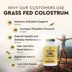 Ancestral Supplements Grass Fed Beef Colostrum Supplement, 3000mg, 180 Ct | Bovine colostrum capsules support immune health, gut health, athletic performance and healthy iron levels.