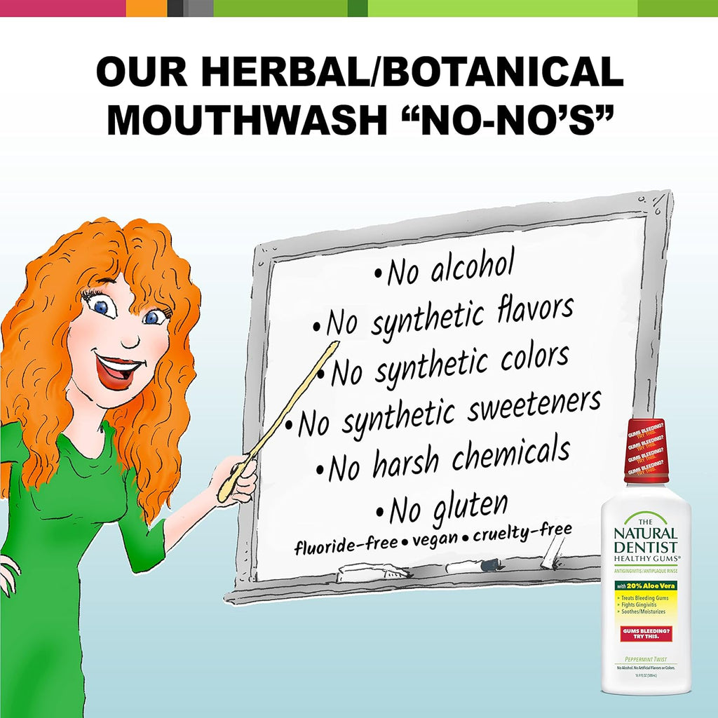 Buy now The Natural Dentist Healthy Gums Antigingivitis/Antiplaque Rinse, Adults 12 & Up, Gingivitis Mouthwash for Bleeding Gums, Safe for Chemo Patients, Aloe Vera, Alcohol-free, Three 16.9 fl oz bottles at indiglob india