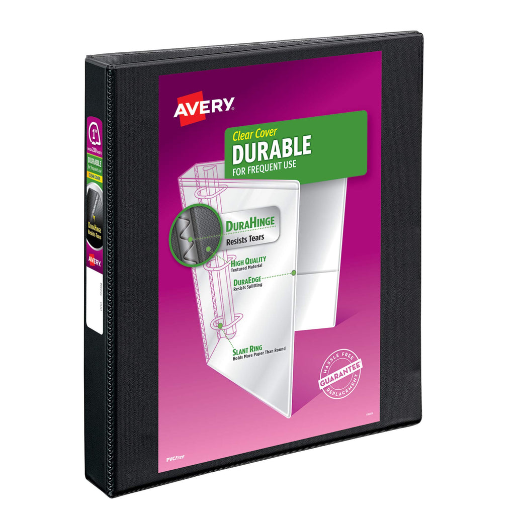 Avery® Durable View 3 Ring Binder, 1" EZD® Rings, 1 Black Binder