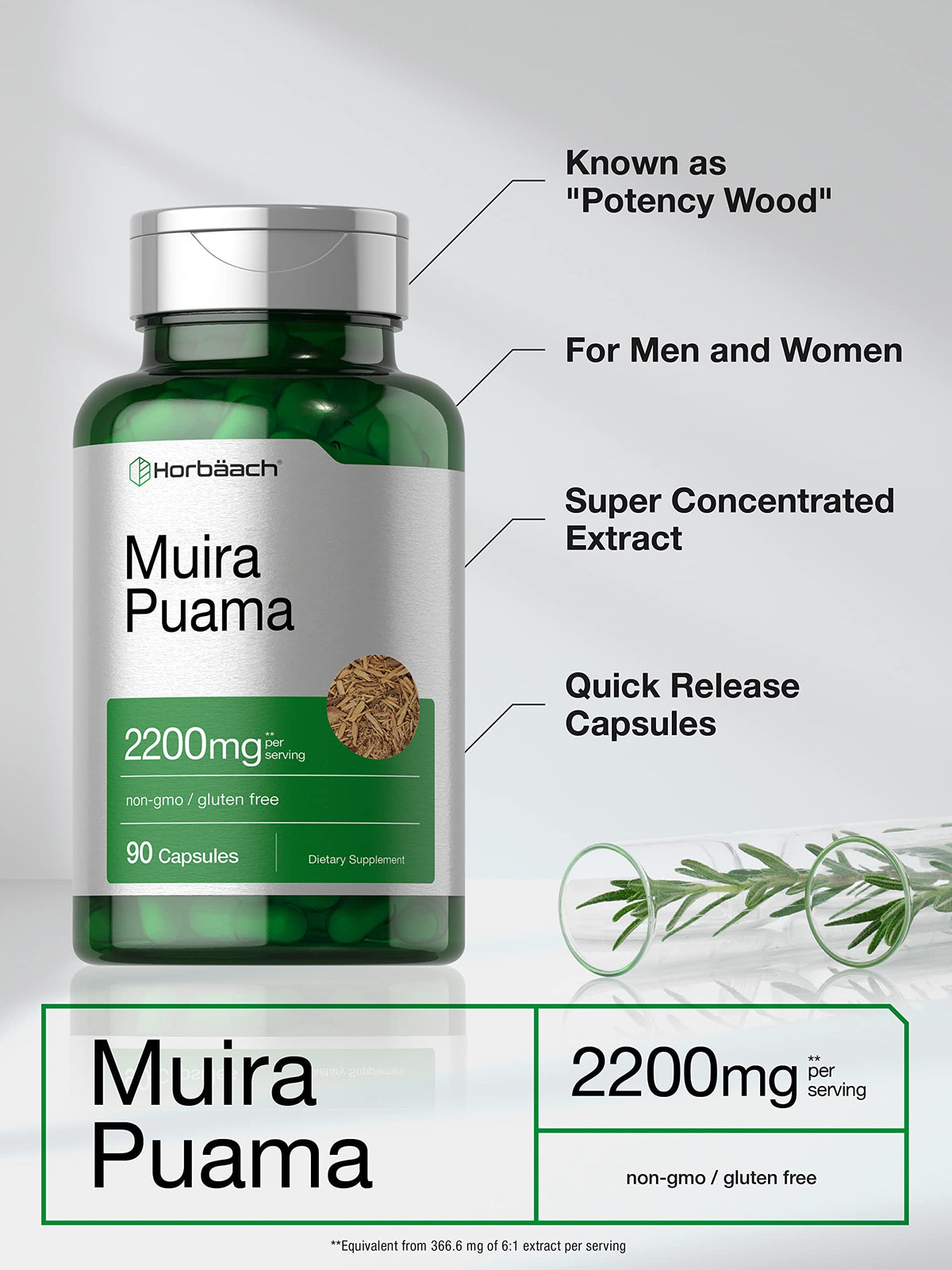 Horbäach Muira Puama Root Extract | 90 Capsules