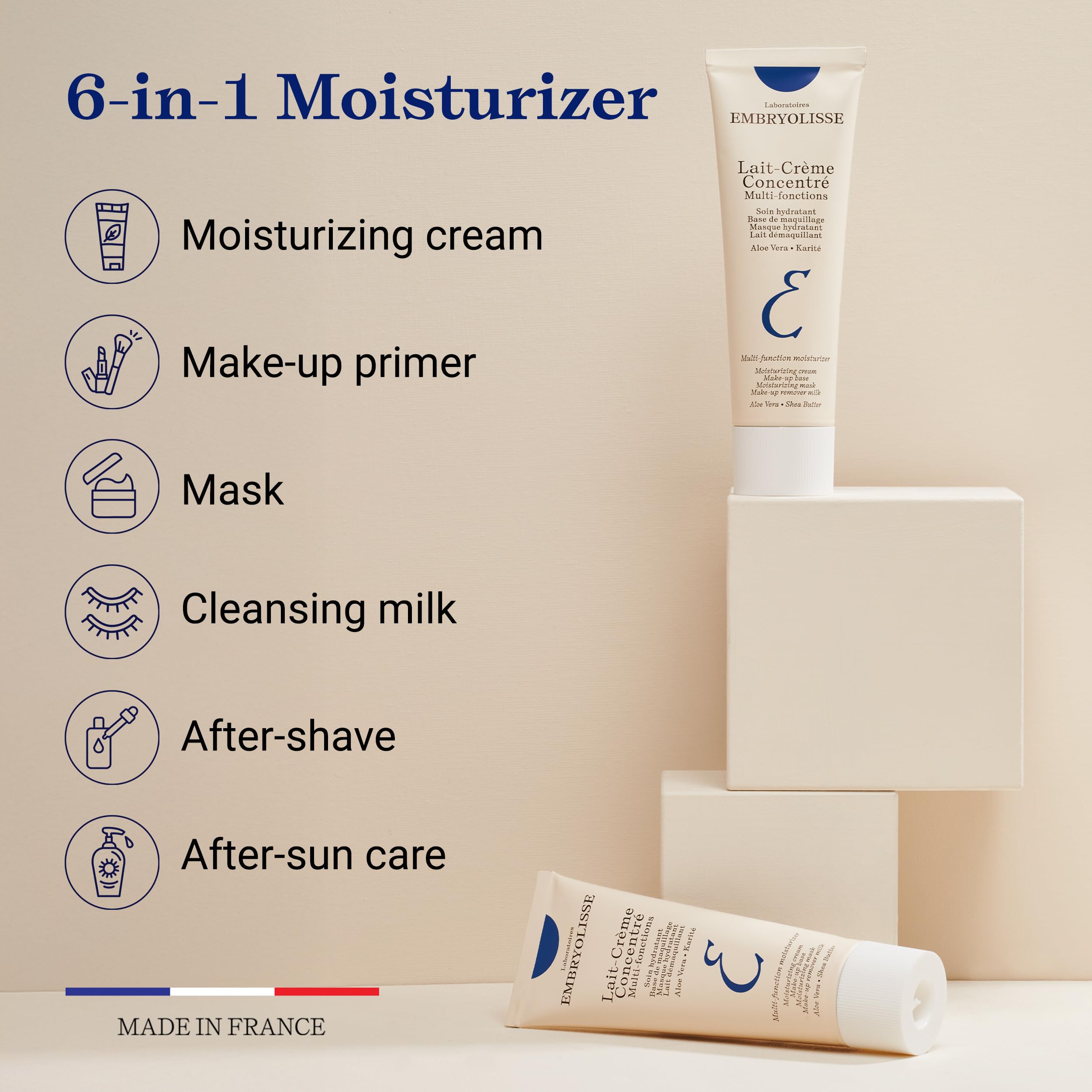 Embryolisse Lait-Crème Concentré Face Moisturizer and Makeup Primer, French Face Cream With Shea Butter & Aloe Vera