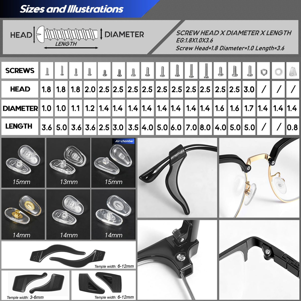 Eye Glasses Repairing Kit, MINGFIX Magnetic Eyeglass Repair Tool Set with Multiple Size Screws,8 Precision Screwdrivers,Nose Pads,Ear Grips and Tweezer with Travel Case for Glasses,Sunglasses