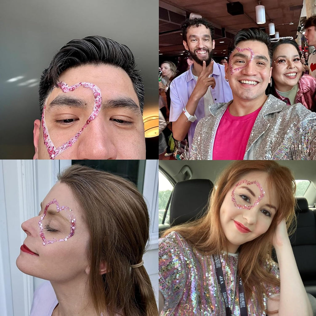 Buy now MEICOLY Pink and Clear White Face Body Glitter Set,Pink Face Glitter Gel,Singer Concerts Festival Rave Accessories,Glitter Face Paint for Women Kids,Mermaid Glitter Makeup,Body Glitter for Women at indiglob india