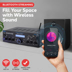 Buy now Pyle Wireless Bluetooth Power Amplifier System - 200W Dual Channel Sound Audio Stereo Receiver w/ USB, SD, AUX, MIC IN w/ Echo, Radio, LCD - For Home Theater Entertainment via RCA, Studio Use - PDA6BU at indiglob india