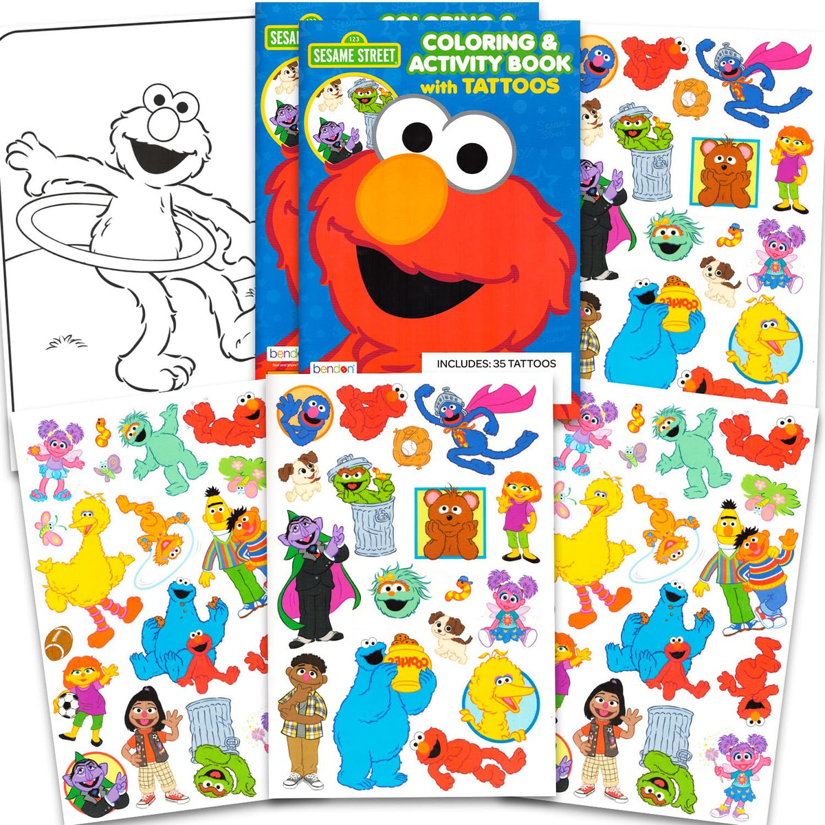 70+ Sesame Street Temporary Tattoos Kids Coloring Book Party Favors Bundle