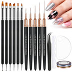 Artdone Nail Striping Tape Lines Kit With Nail Art Pens Liner Brushes | Dotting Tools For Gel Polish Small Detail Drawing Design Paint