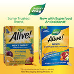 Nature's Way Alive! Men's Complete Daily Multivitamins, Supports Energy Metabolism & Muscle Function*, with B-Vitamins, Gluten Free, 50 Tablets (Packaging May Vary)