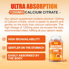 Calcium 1200 mg with Vitamin D3 for Adults - Calcium Citrate Gummies | with Vitamin D3, K2, Magnesium, Zinc, Boron, Copper and Ashwagandha - Extra Absorption Calcium Supplement for Women Men