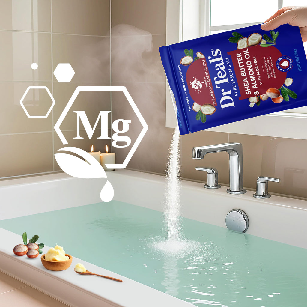 Dr Teal's Epsom Salt Magnesium Soak, Soften & Moisturize with Shea Butter & Almond Oil, 3 lbs