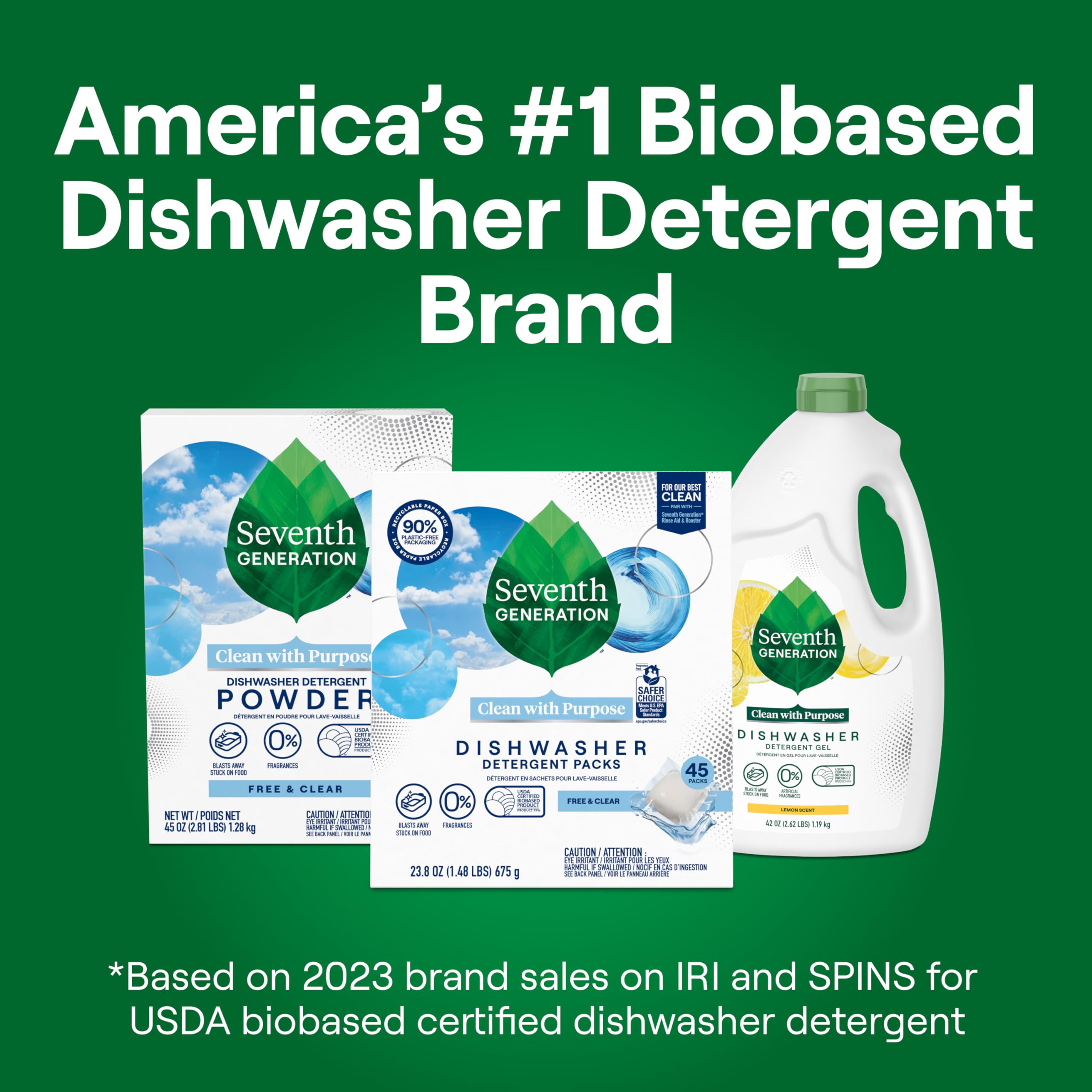 Buy now Seventh Generation Dishwasher Detergent Packs Free & Clear Pack of 5 for sparkling dishes Dishwasher tabs 45 count at indiglob india