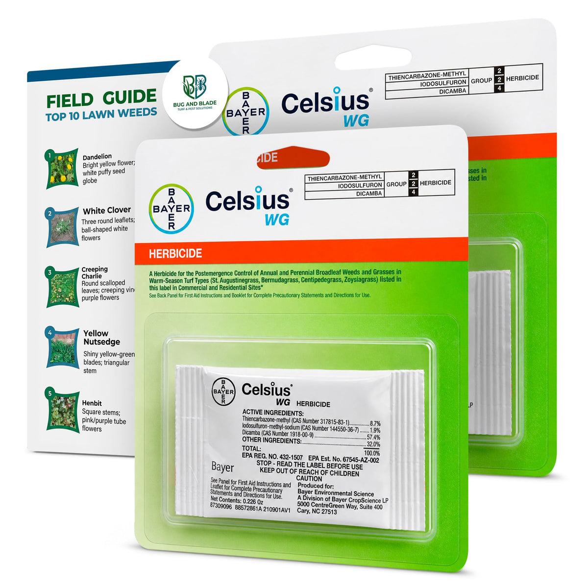 Celsius WG Herbicide 2-Pack with Bug And Blade Weed ID Card