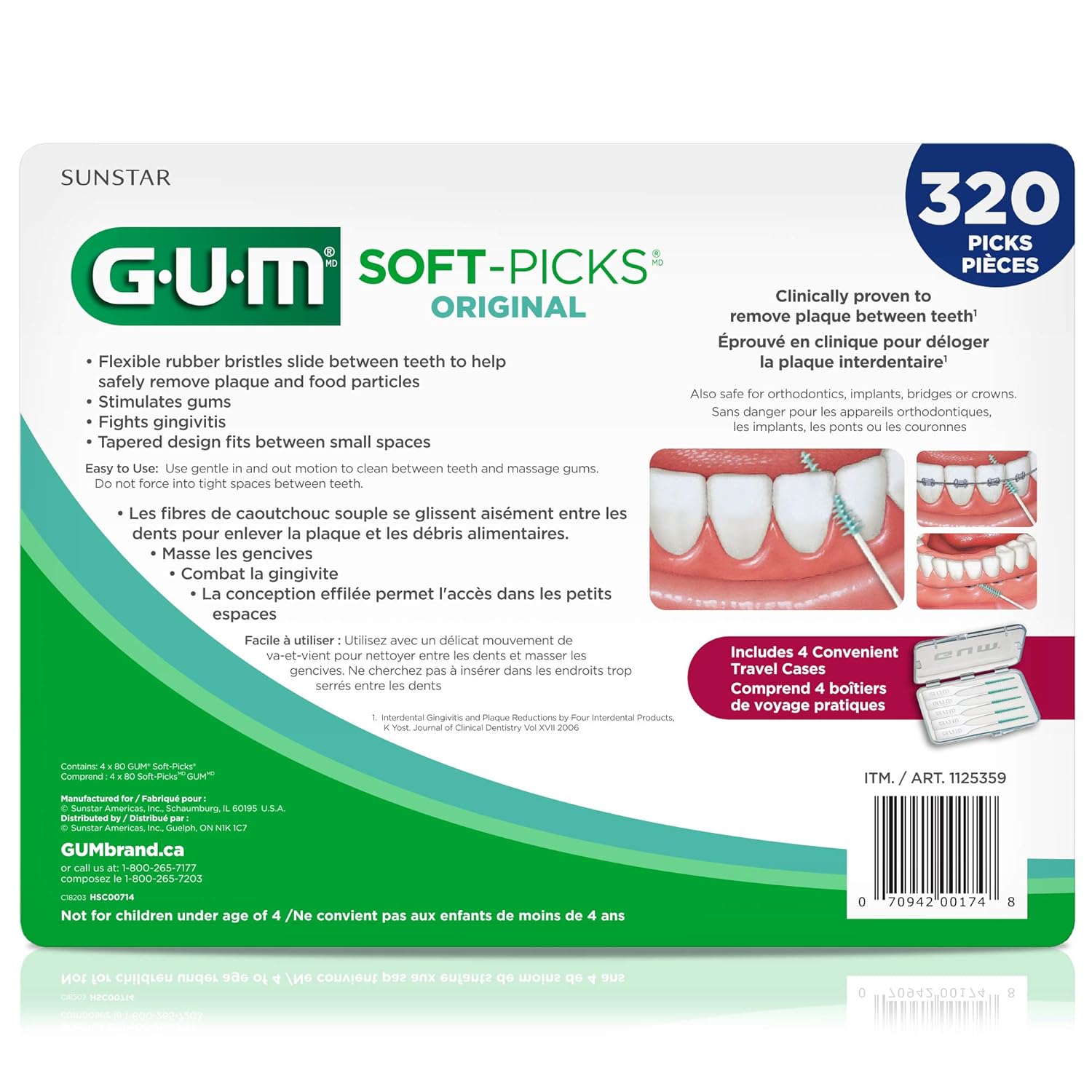 Buy now GUM Soft-Picks Original, Easy to Use Dental Picks for Teeth Cleaning and Gum Health, Disposable Interdental Brushes with Convenient Carry Case, Dentist Recommended Dental Picks, 320ct at indiglob india