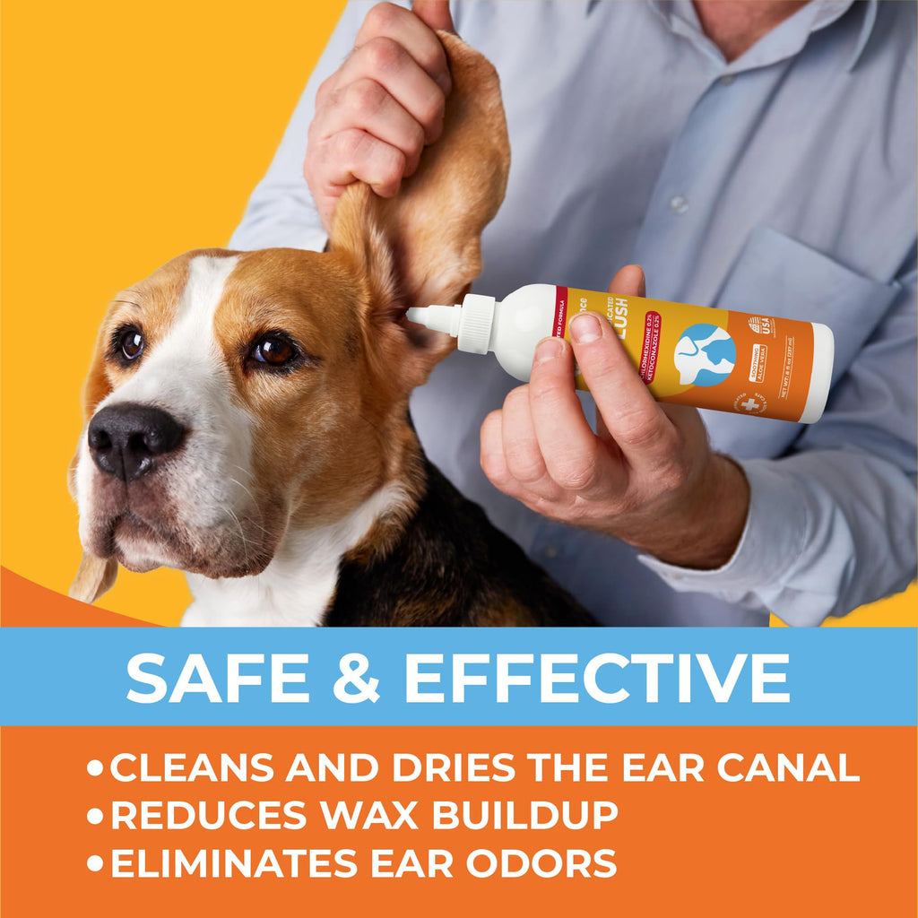 Paw Science Dog Ear Cleaner - Cat & Dog Ear Infection Treatment - Medicated Pet Ear Wash, Flush, and Cleaning Solution for Dogs and Cats - Remedy for Itchy Yeast Relief