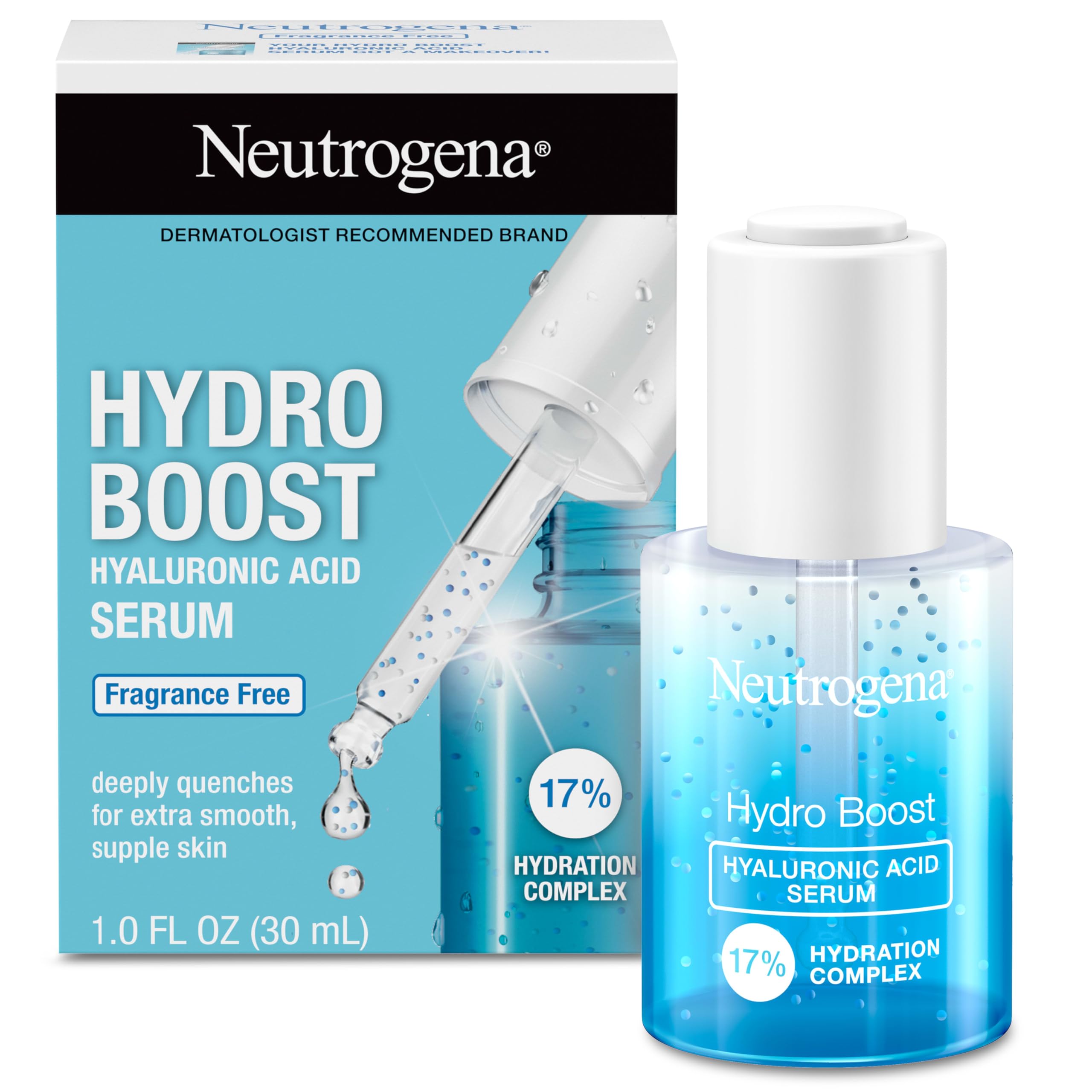 Buy now Neutrogena Hydro Boost Hyaluronic Acid Serum - with Pro-Vitamin B5 & Glycerin, Instantly Replenishes & Smooths Dry Skin with 24-Hour Weightless Hydration, 1 fl. oz. at indiglob india