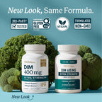 DIM Supplement 400MG Extra Strength, Hormone Balance for Men & Women, 90 Ct | Menopause Acne Hot Flashes Prostate & Antioxidant Support, Third-Party Tested, Non-GMO, Soy-Free, Gluten-Free, 90 Capsules