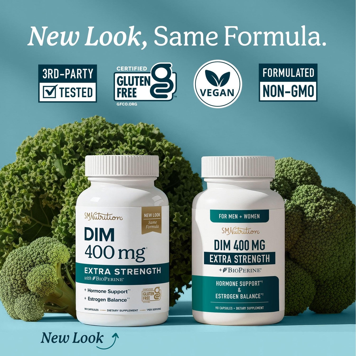 DIM Supplement 400MG Extra Strength, Hormone Balance for Men & Women, 90 Ct | Menopause Acne Hot Flashes Prostate & Antioxidant Support, Third-Party Tested, Non-GMO, Soy-Free, Gluten-Free, 90 Capsules