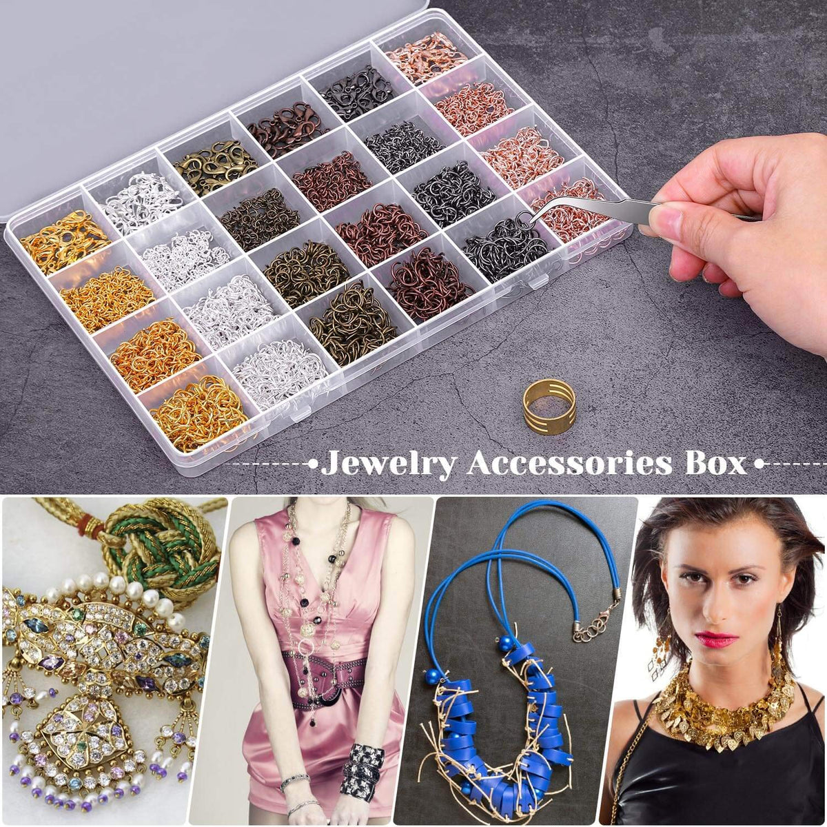 Jump Rings, Cridoz 2340Pcs Open Jump Rings and Lobster Clasps Jewelry Making Supplies Kit for Necklace and Jewelry Repair