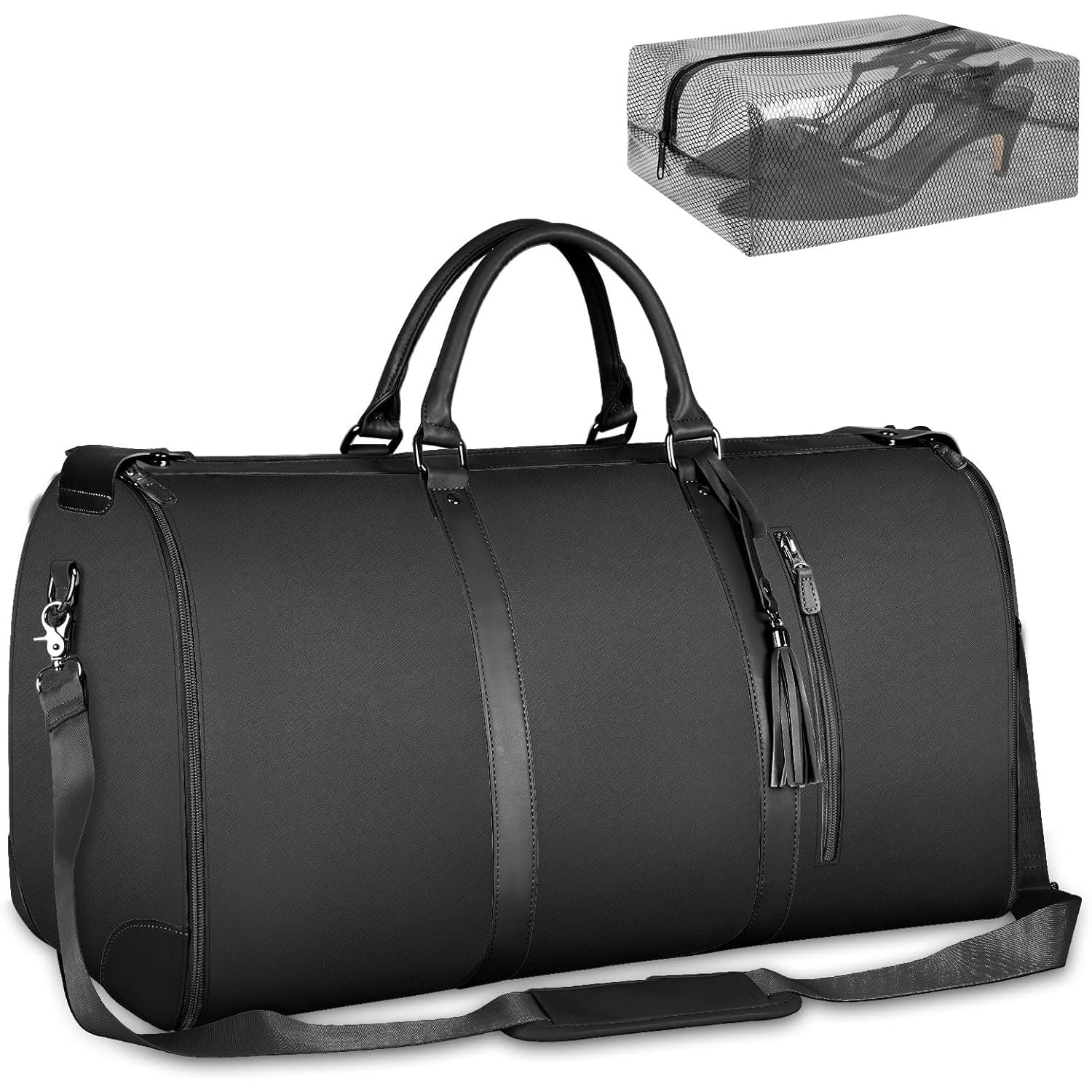 Buy now Ytonet Garment Duffle Bags for Travel, Convertible Carry On Garment Bag for Women, Large PU Leather Foldable Travel Bag with Shoe Pouch, 2 in 1 Hanging Suitcase Dress Suit Travel Bags, Pink Prue Black Tote at indiglob india