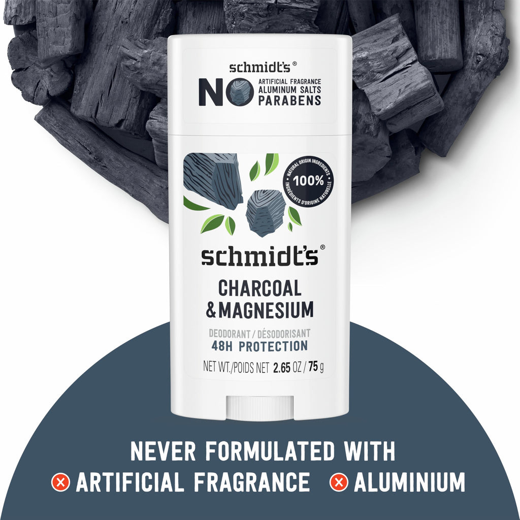 Schmidt's Aluminum-Free Vegan Deodorant Charcoal & Magnesium with 2.65 oz