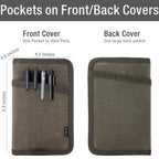 Tintris Journal Cover for Field Notes Notebooks Moleskine Cahier 3.5 x 5.5 with zipper pen holder, Water Resistant Pocket Notebook Cover for Journal Notebook planner, Classy Waxed Canvas, Olive