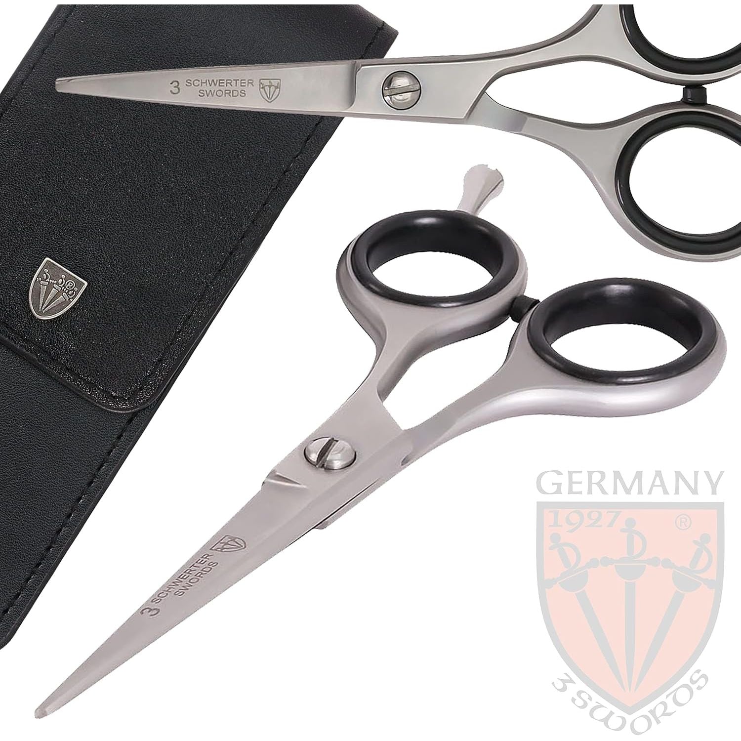 Buy now 3 Swords Germany â€“ professional BEARD MUSTACHE HAIR SCISSORS, stainless steel, straight blade, sharp, with black case at indiglob india