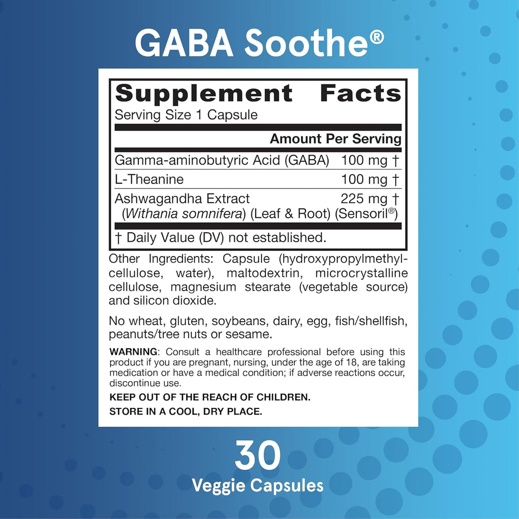 Buy now Jarrow Formulas GABA Soothe - 30 Veggie Caps - Supports Focus, Relaxation & Resistance to Stress - with Theanine & Ashwagandha Extract - 30 Servings at indiglob india