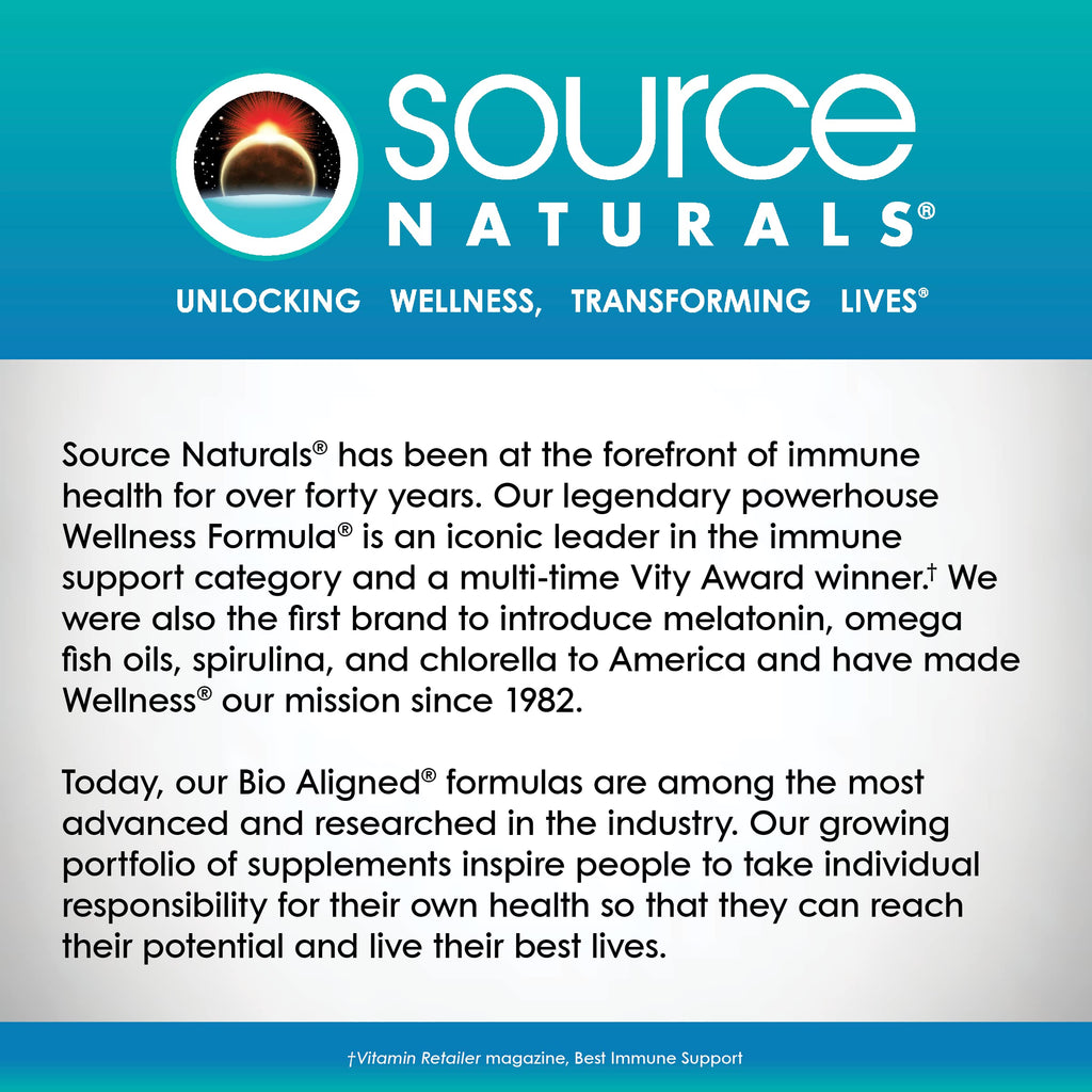 Source Naturals Wellness Formula, Advanced Immune Support - 60 Capsules | Bio-Aligned Vitamins & Herbal Defense with Vitamin C Plus 30 other Vitamins, Minerals & Herbs for Immune System Support