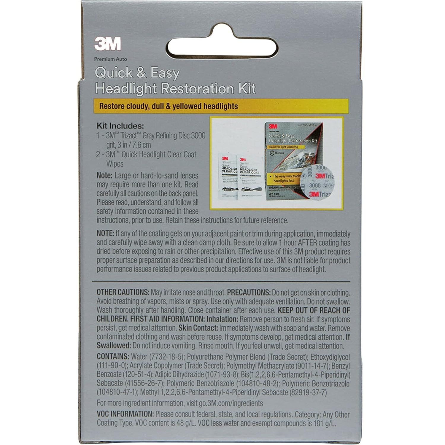 Buy now 3M Quick and Easy Headlight Restoration Kit, Removes Light Yellowing in 15-Minutes, 39193, 1 Kit at indiglob india