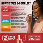 Vitamin B Complex: B1, B2, B3, B5, B6, B7, B12, 5MTHF + Whole Food - 60Caps