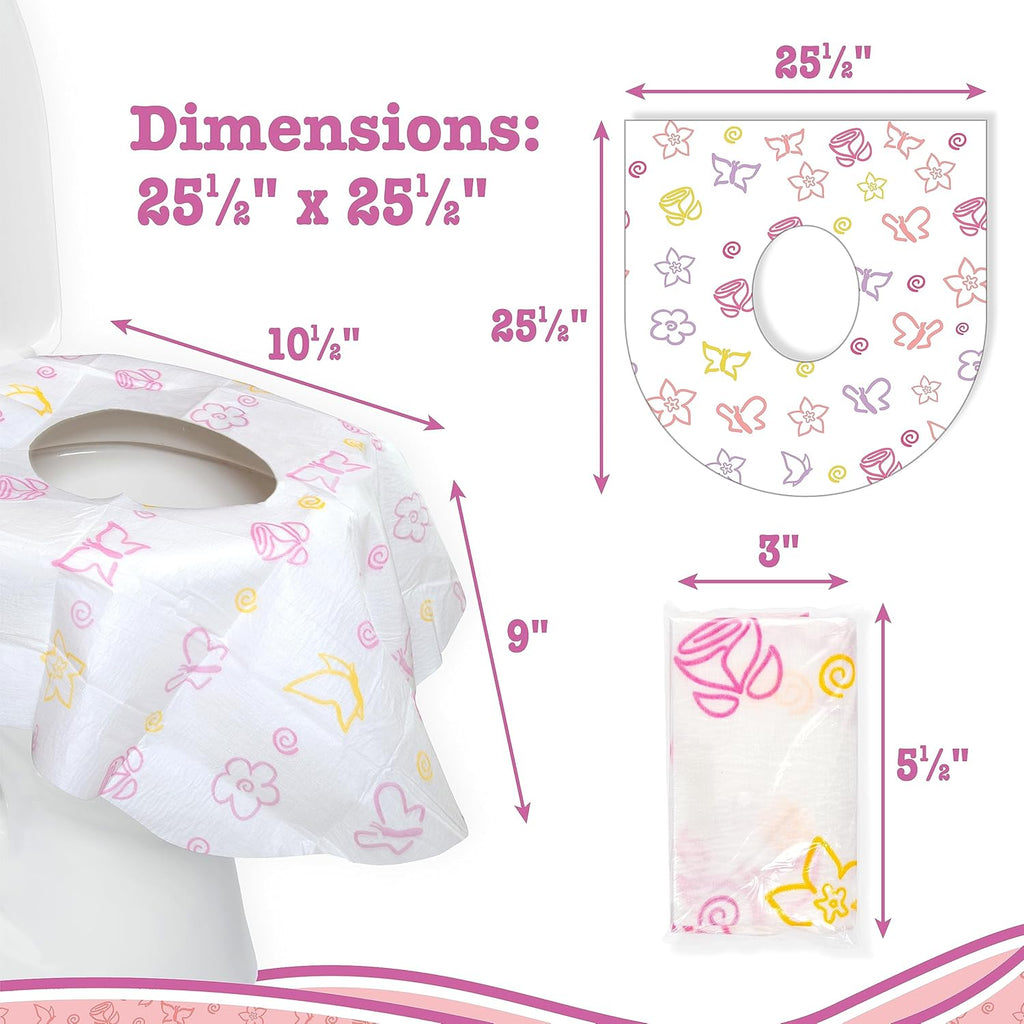 Buy now Toilet Seat Covers Disposable (12 Pack, Floral) - XL Waterproof Toilet Cover for Toddlers, Kids & Adults - Portable & Individually Wrapped for Travel, Potty Training & Public Restrooms at indiglob india