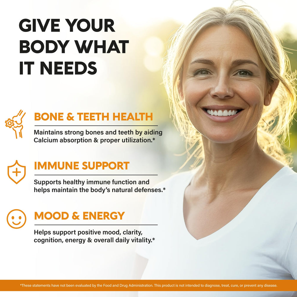 Vitamin D3 K2 USDA Organic Drops - Vitamin D3 10000 IU & K2 120mcg - 2 OZ | Immune & Mood Support, Bone & Teeth Health - Sugar-Free, Orange Flavor - Liquid Supplement for Men & Women - 60-Day Supply