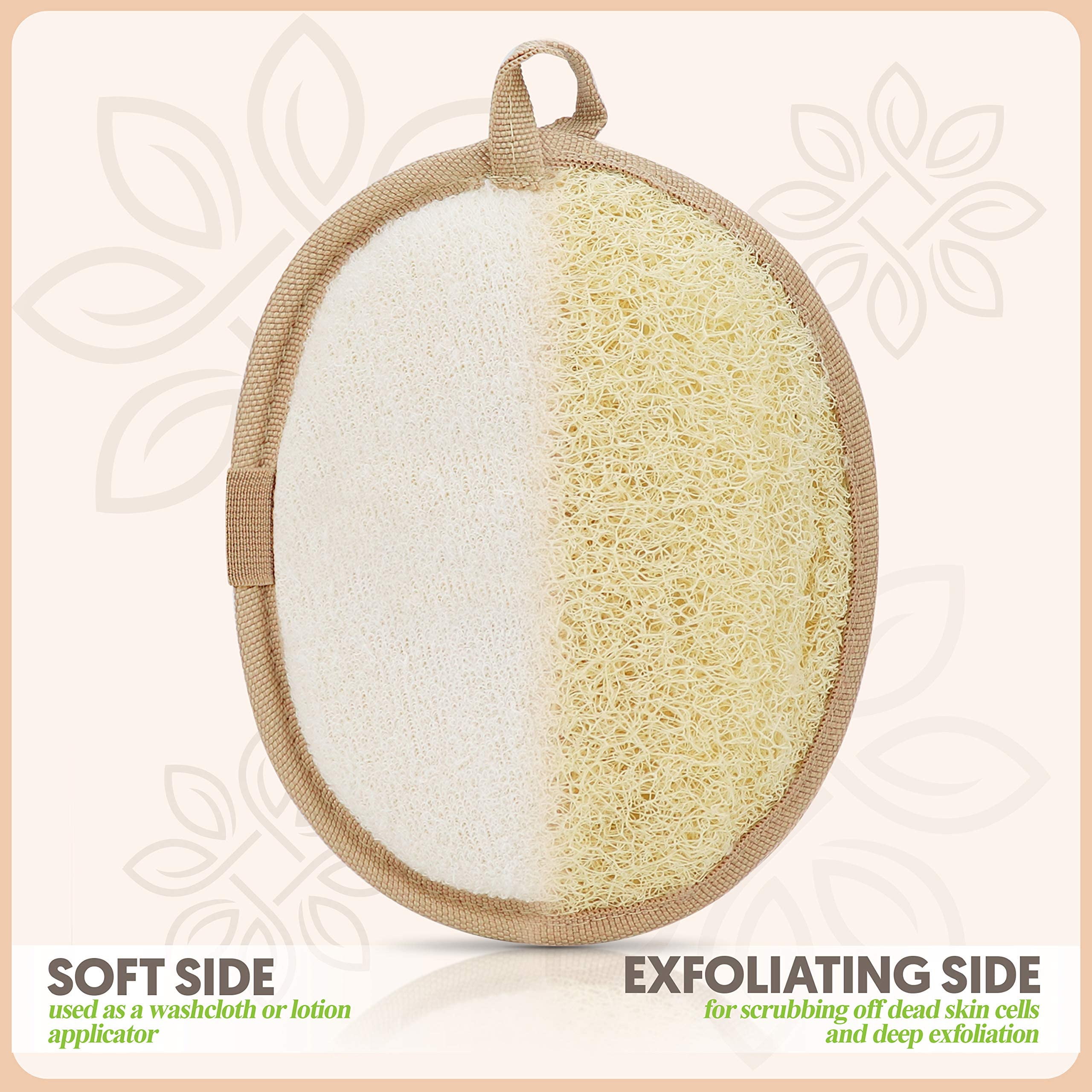 Almooni Natural Loofah Exfoliating Body Scrubber, Shower Sponge 2 Count | Natural Egyptian Loofah, Exfoliating Sponge for Face and Body, Bath Shower Loofah Sponge for Women and Men, 2 count pack