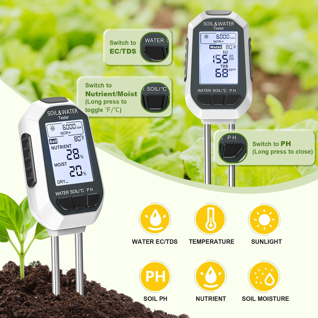 Moisture Meter for Plants,7-in-1 Digital Soil Tester Kit