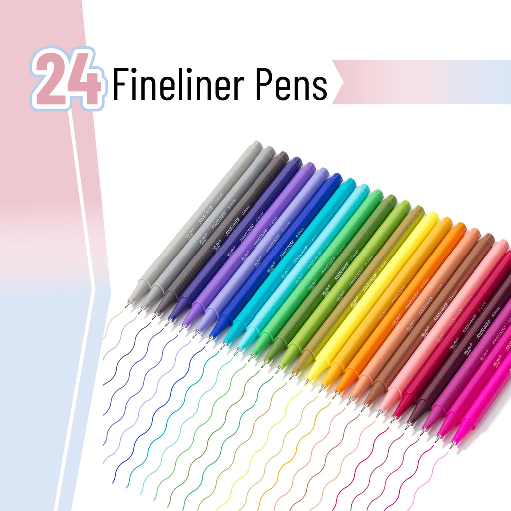 Mr. Pen- Colored Fineliner Pens, 24 Pack, 0.4mm Tip