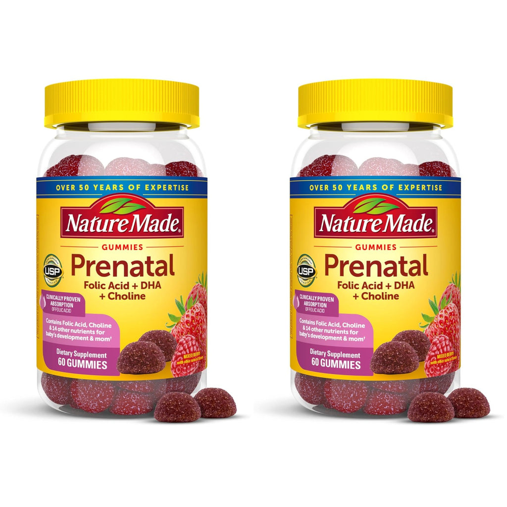 Nature Made Prenatal Gummies with DHA and Folic Acid, 60 Gummies | Prenatal Vitamins for Women for Daily Nutritional Support, With Folic Acid and 15 Other Nutrients, Gluten Free, 30 Day Supply