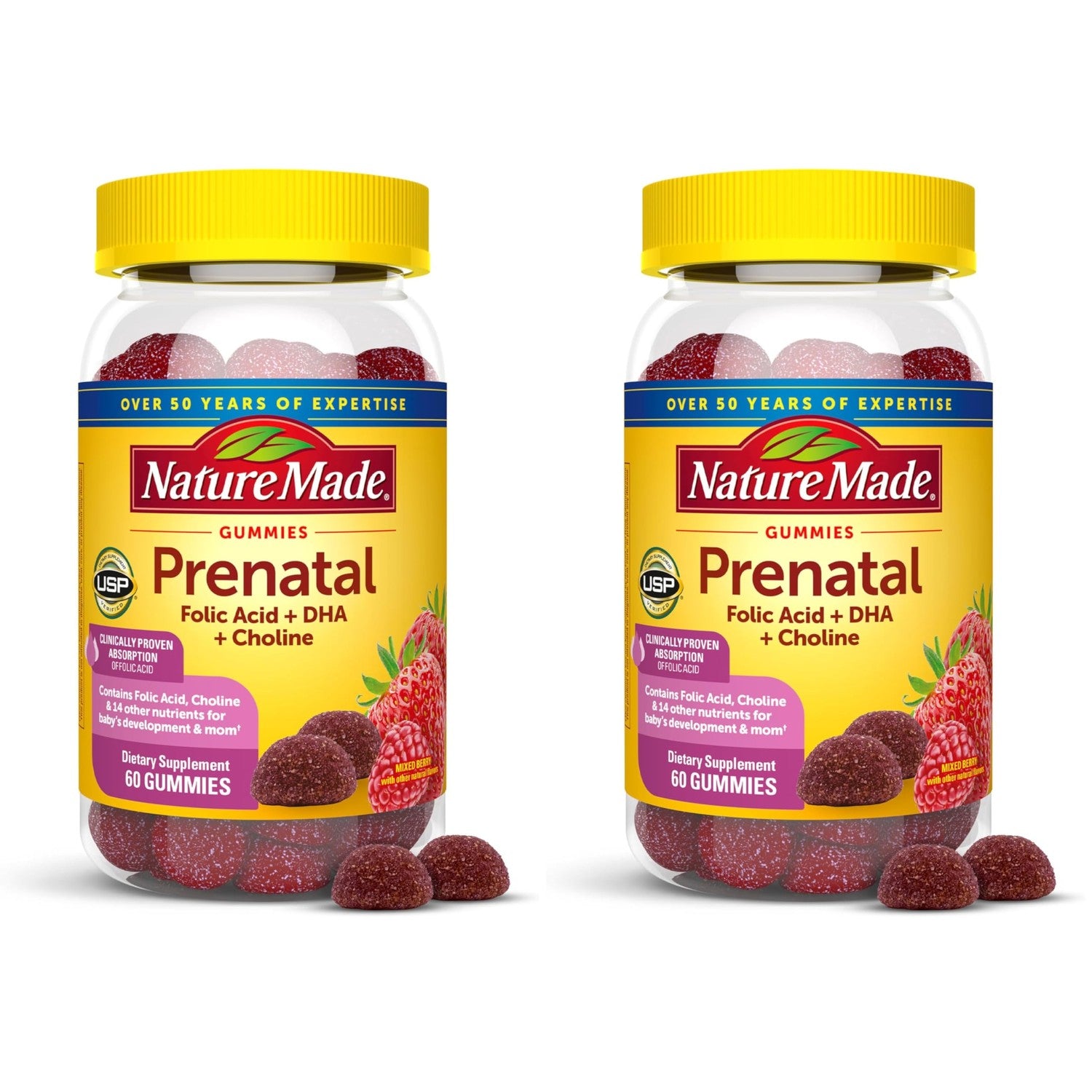 Nature Made Prenatal Gummies with DHA and Folic Acid, 60 Gummies | Prenatal Vitamins for Women for Daily Nutritional Support, With Folic Acid and 15 Other Nutrients, Gluten Free, 30 Day Supply