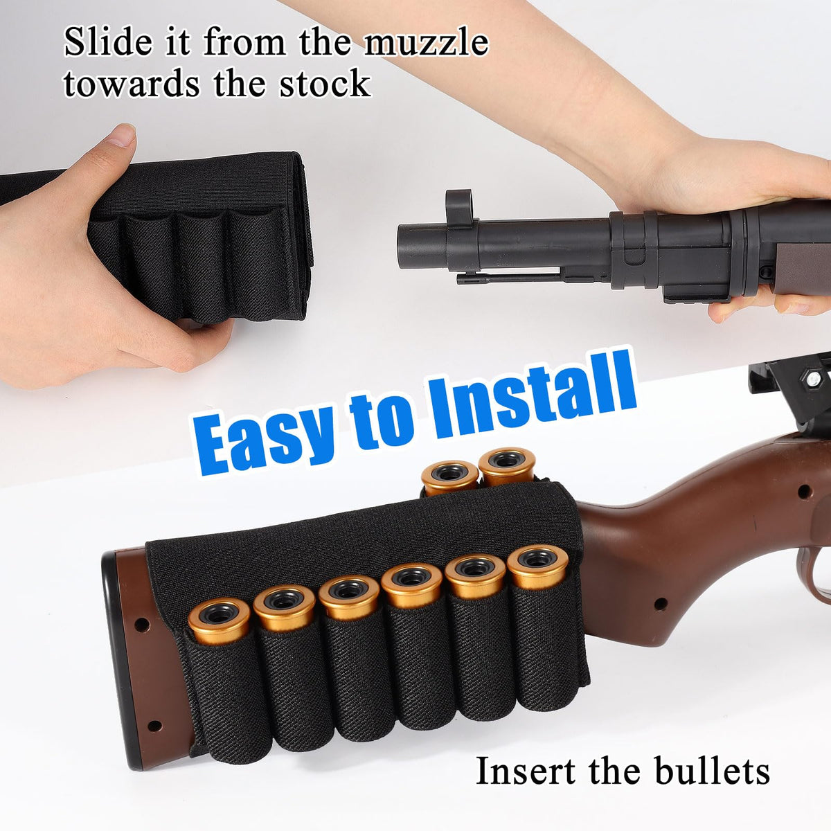 8 Round Tactical Shotgun Shell Holder, 12/20 Gauge Ammo Shotgun Buttstock Shell Holder, Shotgun Accessories for Hunting