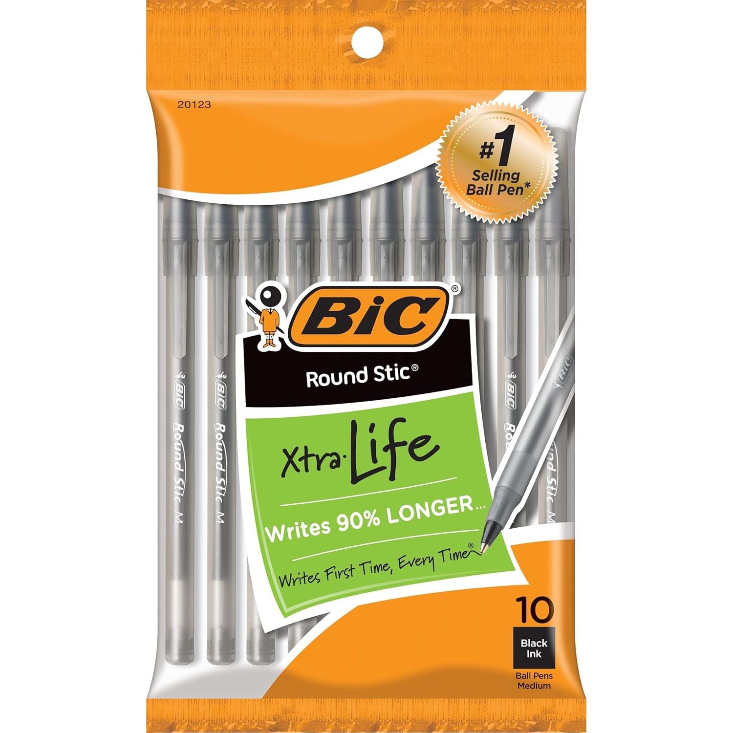 Buy now BIC Round Stic Xtra Life Ballpoint Pen, Ultra Long Lasting and Consistent Ink Flow, 60-Count in Black Ink 10 Count (Pack of 1) Black at indiglob india