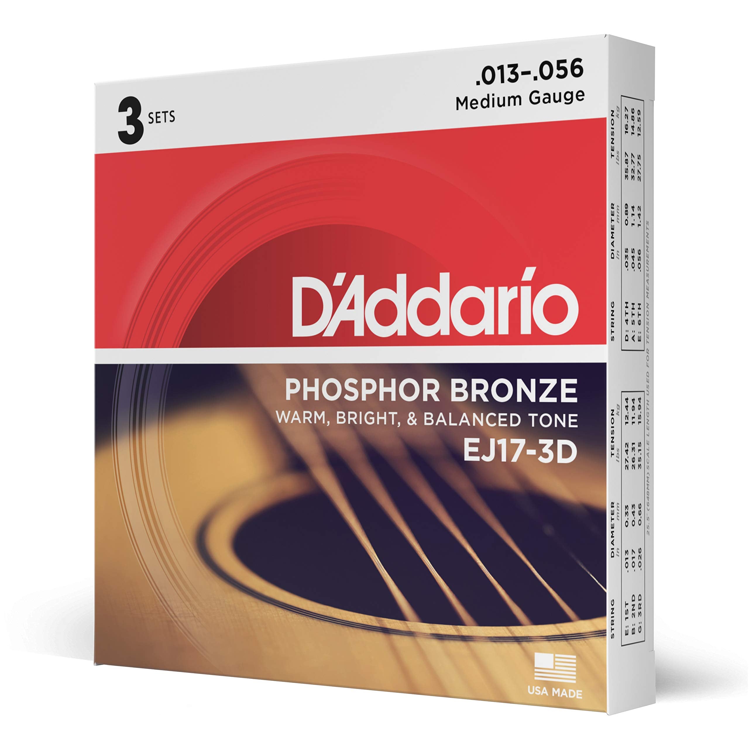 Buy now D'Addario Acoustic Guitar Strings, Phosphor Bronze, EJ42, Resophonic Medium Gauge 16-56, 6-String Set, Pack of 1 3-Pack Medium, 13-56 at indiglob india