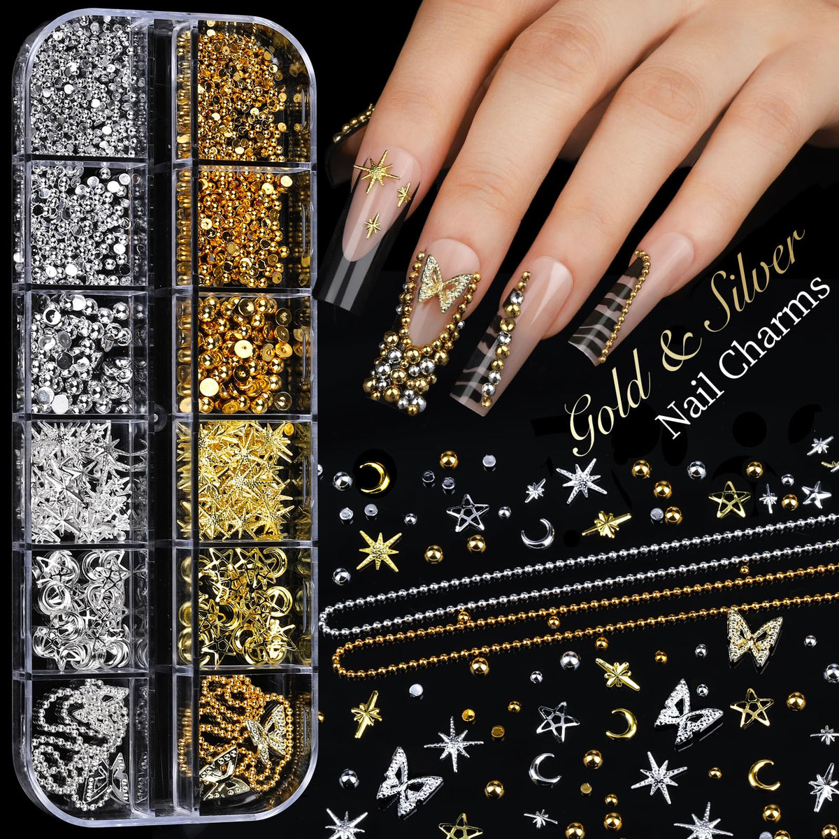 Teenitor Acrylic Nail Kit with Clear Coffin Nail Tips, Nail Charms and Gems, Nail Stickers, Nail Art Brushes, Nail Dotting Tools, Nail Stand, Press On Nails Kit for DIY Nail Art