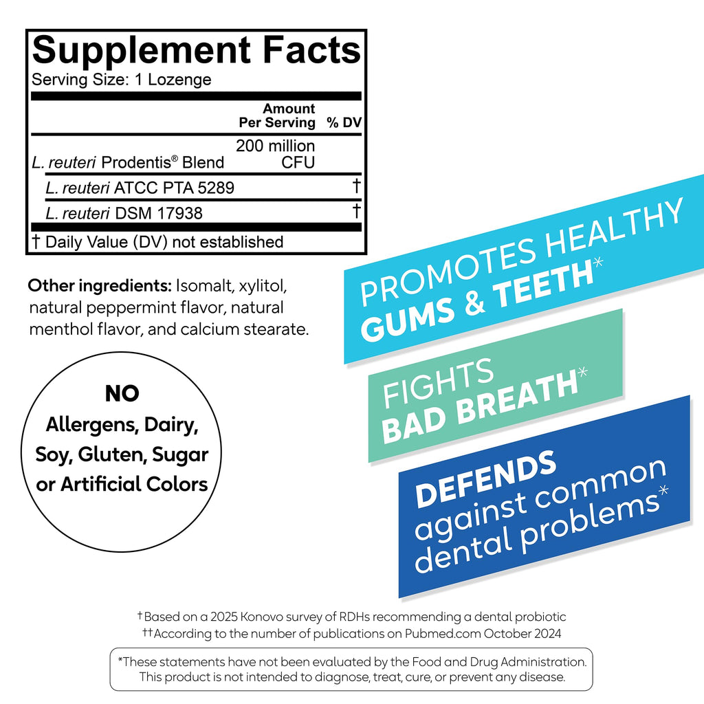 BioGaia Prodentis Oral Probiotics for Teeth & Gums and Bad Breath | Dental Hygienist-Recommended | Promotes Healthy Gums & Improves Oral Health | Fights Bad Breath | Dental Probiotic 30ct
