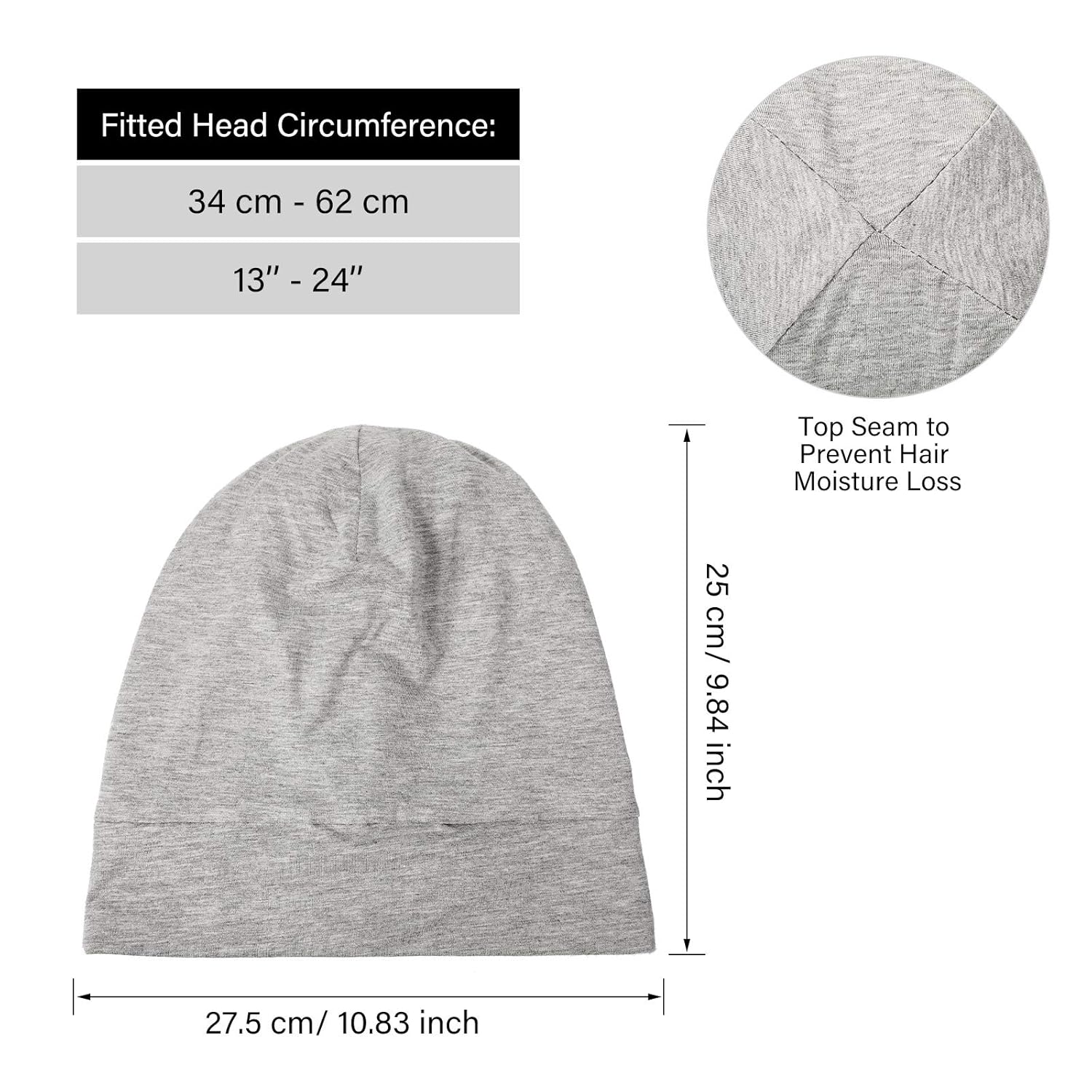 Buy now Geyoga 2 Pcs Adjustable Silk Satin Bonnet for Sleeping Men Silk Satin Beanie with Adjustable Elastic Band for Curly Hair(Black, Gray) at indiglob india