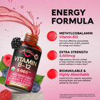 USDA Organic Vitamin B12 Sublingual Drops - Methylcobalamin 5000 mcg - 2 Oz | Vitamin B12 for Women & Men - Energy Boost, Focus & Brain Support - Bioavailable - Berry Flavor, Sugar-Free - 60-Day Supply