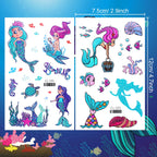 Konsait Glitter Temporary Tattoos for Kids, 24 Sheets Butterfly Mermaid Fairy Flowers Tattoo Stickers, Waterproof Fake Tattoos for Birthday Favors, Goodie Bags Stuffers & Party Accesorries